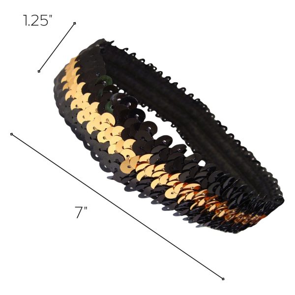 Black and Gold Sequin Headband Hot on Sale - Image 2