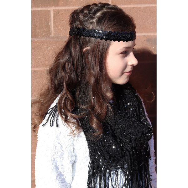 Black and Gold Sequin Headband Hot on Sale - Image 4
