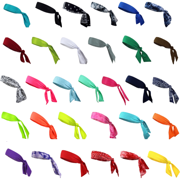 Tie Back Headbands 12 Moisture Wicking Athletic Sports Head Band You Pick Colors & Quantities Sale
