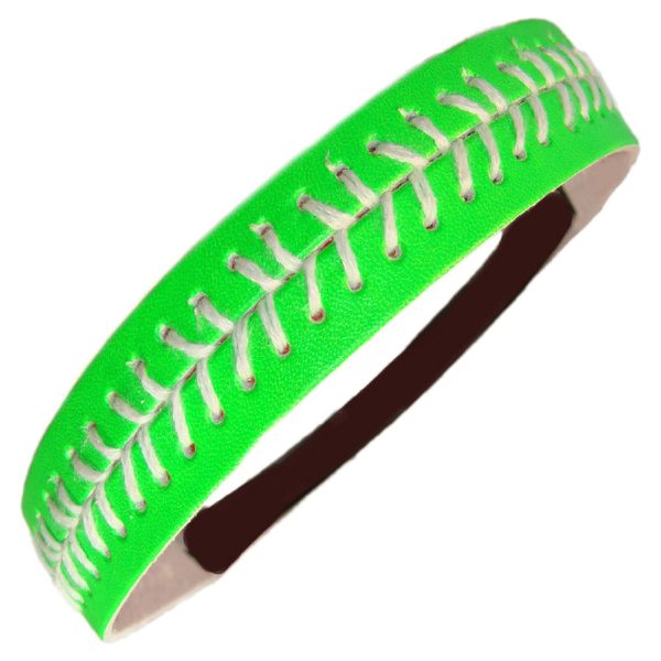 Neon Green Softball Leather Headband For Cheap