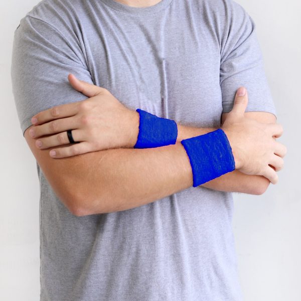 Blue Wrist Sweatbands - 2 Pack Online now - Image 2