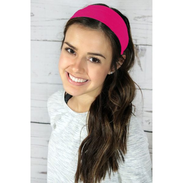 Hot Pink Cotton Headbands - 12 Pack Sale - Image 2
