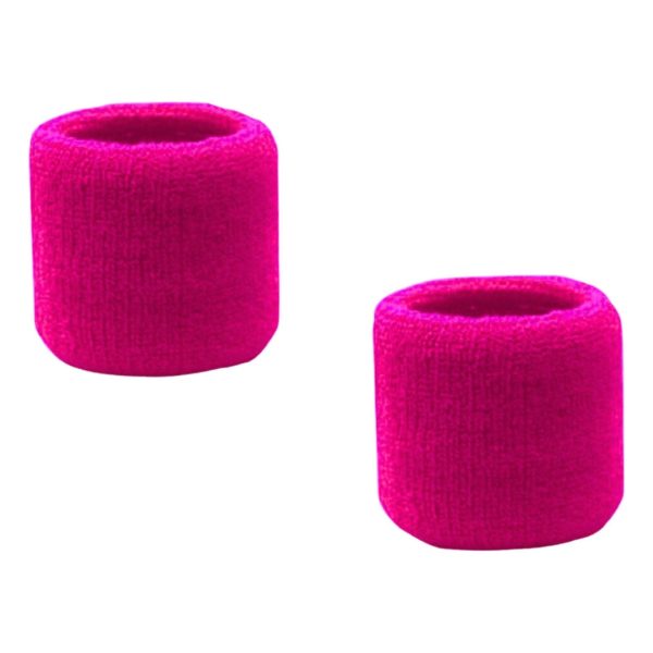 Hot Pink Wrist Sweatbands - 2 Pack on Sale