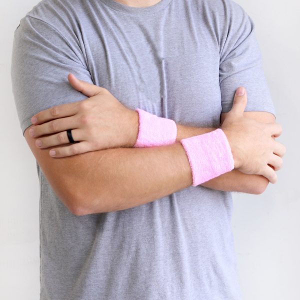 Light Pink Wrist Sweatbands - 2 Pack Online now - Image 2