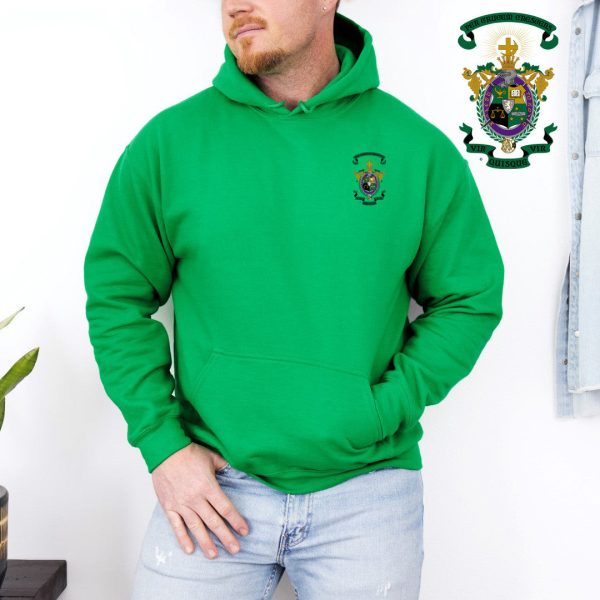 DISCOUNT-Lambda Chi Alpha Crest - Shield Emblem Hooded Sweatshirt Hot on Sale