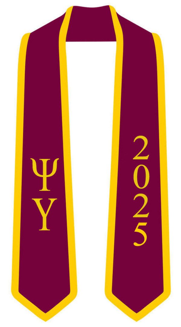 DISCOUNT-Psi Upsilon Greek 2 Tone Lettered Graduation Sash Stole w  Year Supply