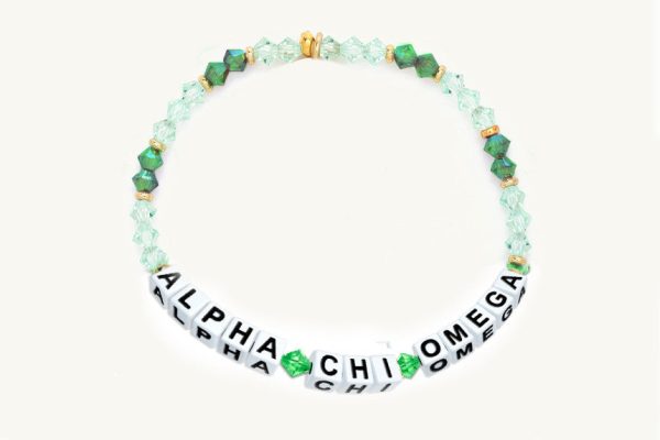 Alpha Chi Omega Glass Name Bead Bracelet Hot on Sale